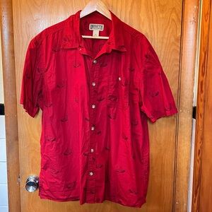 Duluth Trading Co Red Casual Button Down Shirt
